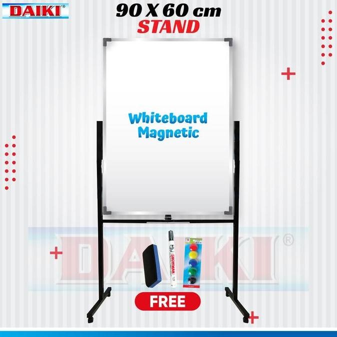 

Whiteboard / Papan Tulis Daiki Vertikal Magnet Double Face Uk 60X90 Cm