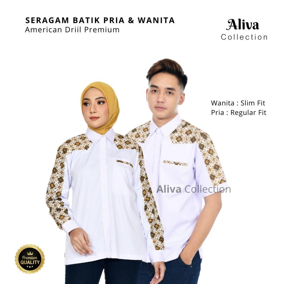 DF278>> Kemeja Pria Batik /Baju Batik Wanita/Atasan Pria Kombinasi Batik/Seragam Karyawan