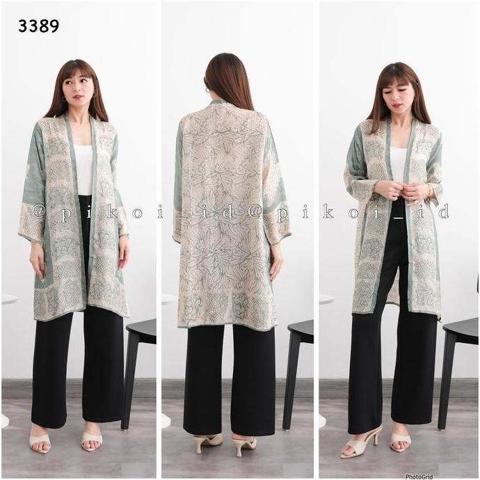 Outer batik panjang wanita / cardigan batik viscos doby lengan panjang