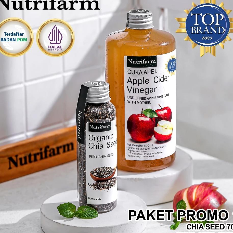 

Paket Cuka Apel Ml Dan Chia Seed 70Gr Organik Halal Bpom