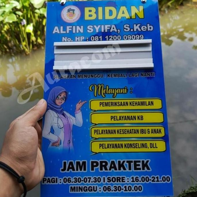 

Papan Bidan Akrilik, Papan Nama Bidan Akrilik, Custom Papan Akrilik