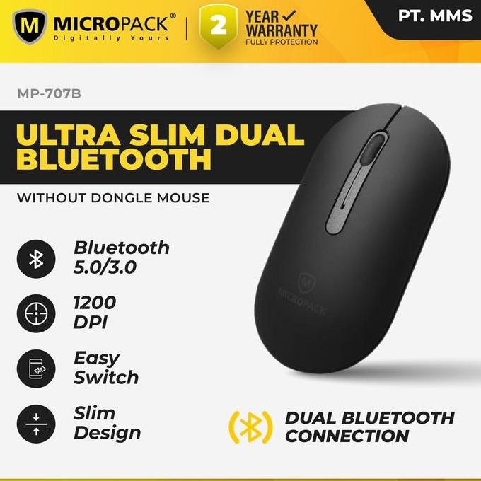 TERMURAH - MICROPACK- Mouse Dual Bluetooth 5.0 & 3.0 Inspire 2 - MP-707B-BK INSPIRE2