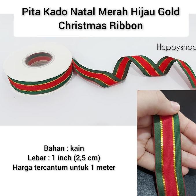 

Buruan beli] Pita Kado Natal Merah Hijau Gold (Per Meter) Christmas Ribbon
