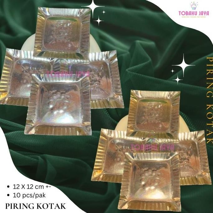 populer] PIRING KERTAS KOTAK/ PIRING KERTAS ULTAH / PIRING KERTAS KOTAK SILVER EMAS / PIRING KUE KOT