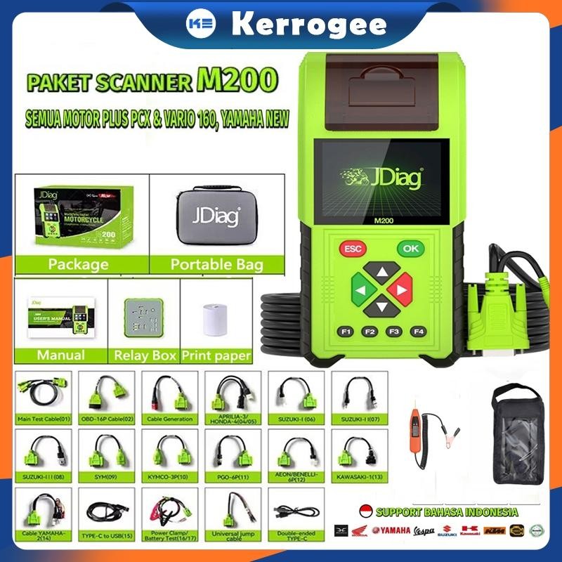 Dukung Bahasa Indonesiaufdate New Scanner Jdiag M200 Untuk Semua Motor Paket Universal Plus Penguji 