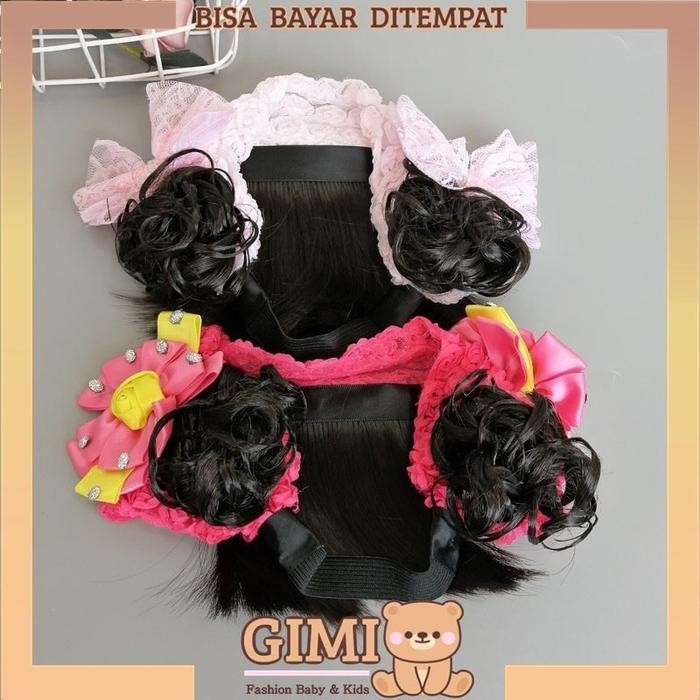BBB OCEAN - Bandana Bando Rambut Poni Anak Bayi Perempuan Wig Aksesoris Bondu Topi Bayi Rambut Poni 