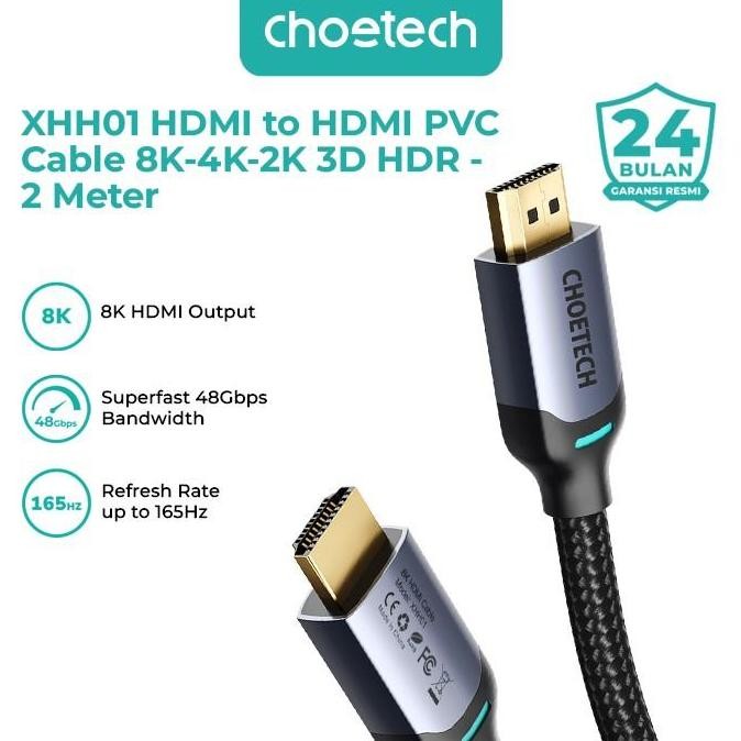 Choetech XHH01 Data Cable HDMI to HDMI 8K@60Hz 48Gbps 2M