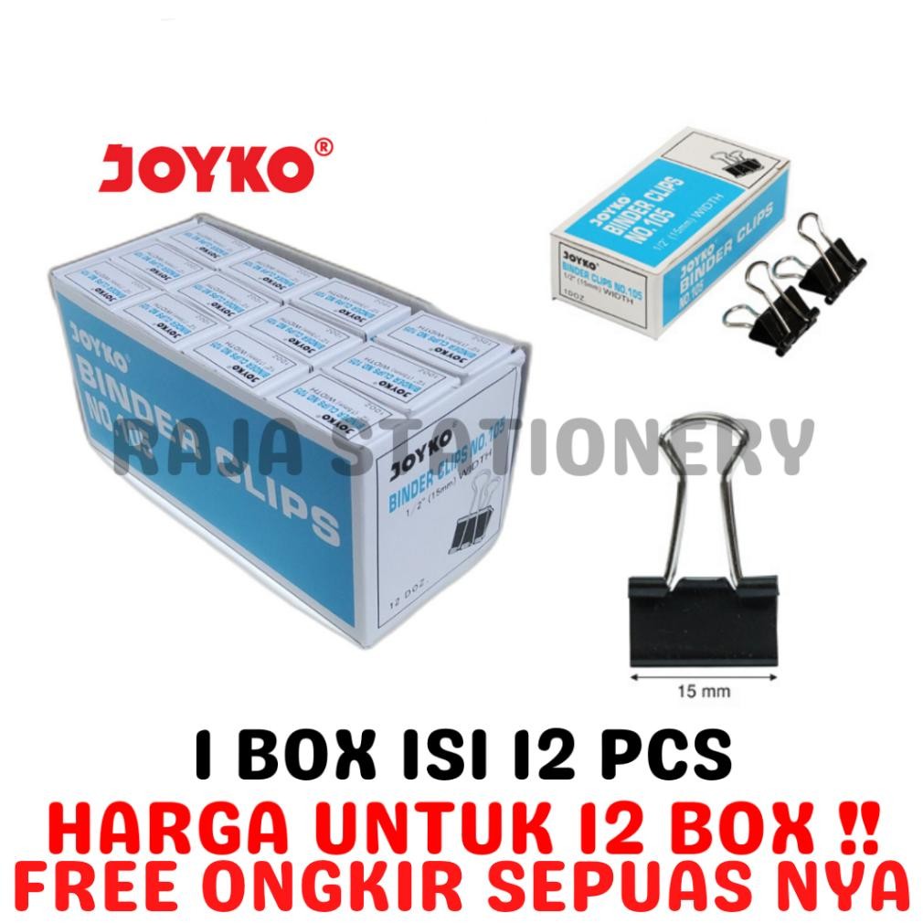 

Readyy!! JOYKO BINDER CLIP 105 KECIL 15MM KLIK KERTAS JOYKO NO.105 [12BOX]