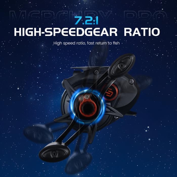 FT SEAHUNTER MERCURY PRO Black Reel Pancing Baitcasting Fishing Reel, Drag Clicker, 5+1 BB Ball Bear