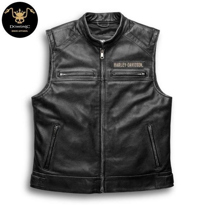 VEST JAKET KULIT MOTOR HARLEY DAVIDSON KUALITAS ORIGINAL kode JVM30