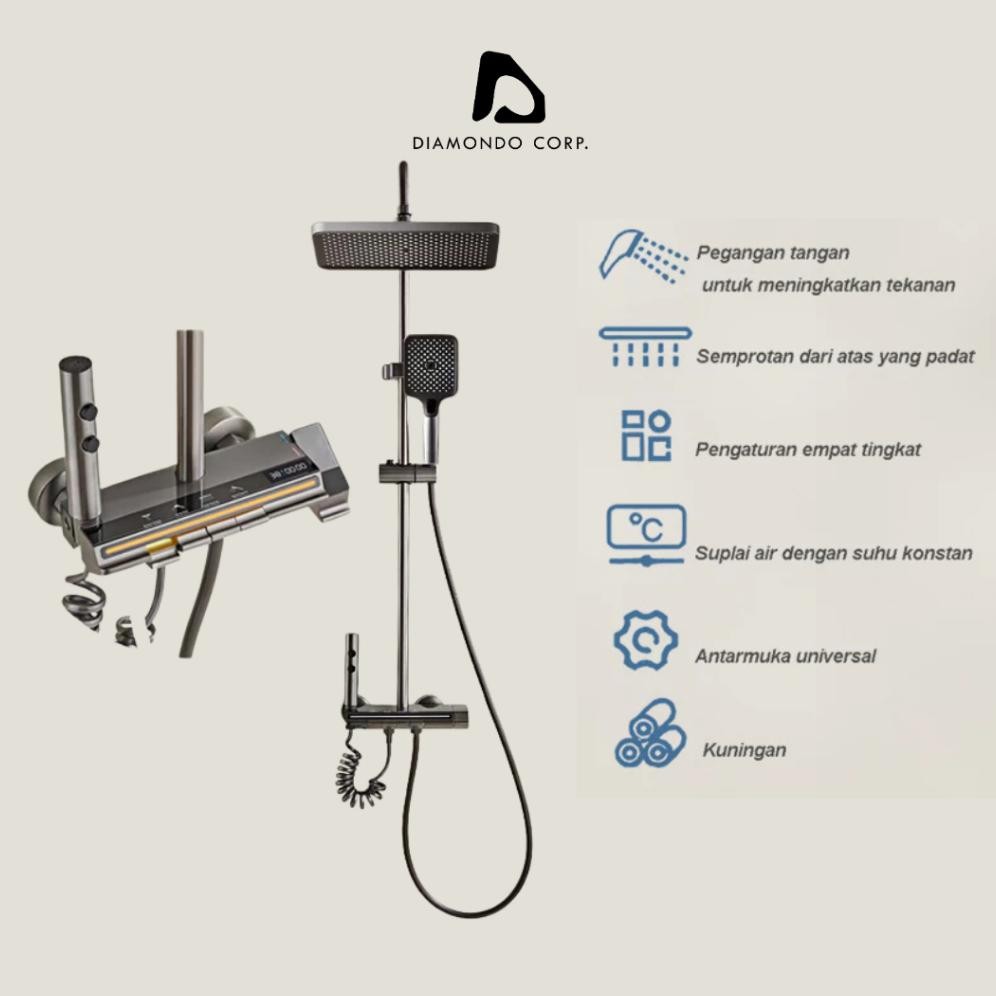 Diamondo - Shower kamar mandi satu set + keran shower + set shower bathtub stainless steel - set bat