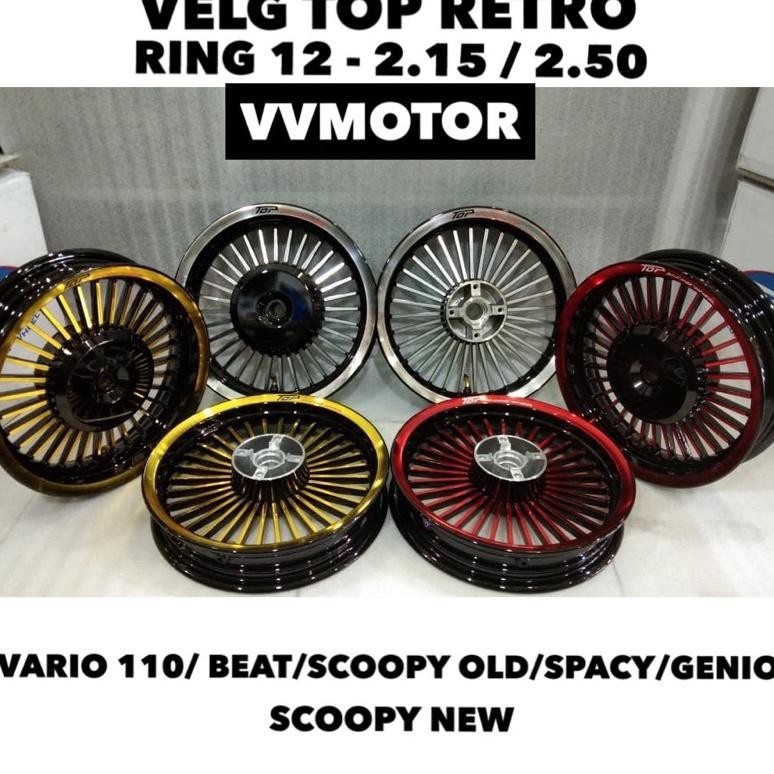 Terlaris Velg Racing Top Retro Vario 110/Beat/Scoopy Old/Scoopy New/Spacy/Genio 1Set Uk 215/250 Ring