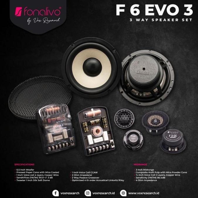 Speaker 3 way Vox Fonalivo F6.3 EVO by vox Research Original Resmi