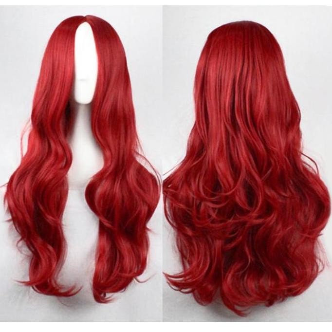 Rambut Palsu Lurus Panjang Warna Merah Wig Panjang murah