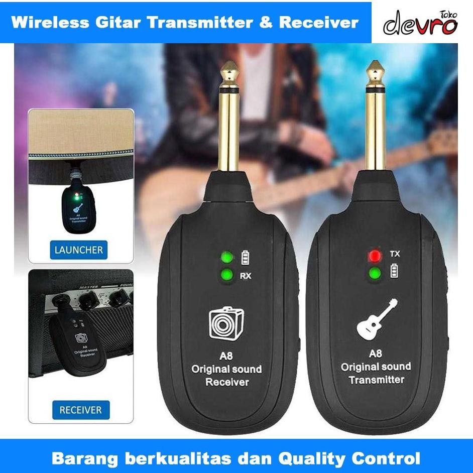 Terlaris Wireless Gitar - Uhf Wireless System Gitar Transmitter Receiver - Keep Motion A8
