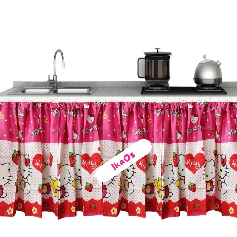 (DISKON TERBARU) Gorden Kolong Karakter Doraemon Keropi Hello Kity Dapur Minimalis Ukuran 75x100 Hal