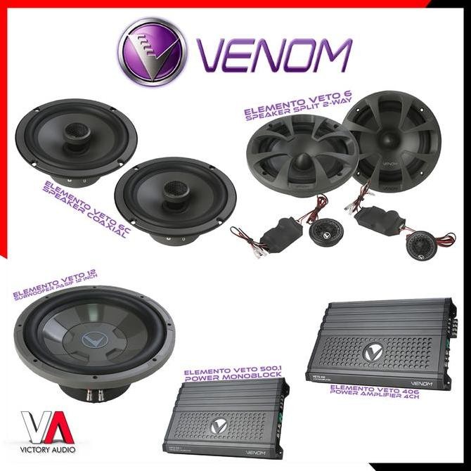 Paket Audio Mobil Full Set Sound System VENOM ELEMENTO VETO SERIES