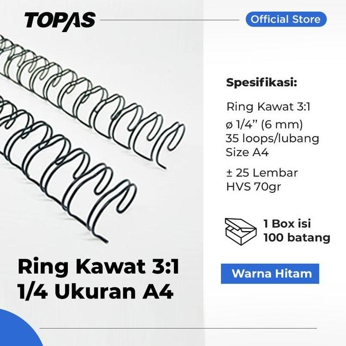 

TERLARIS - TOPAS Ring Kawat Spiral Jilid A4 3:1, 35 LOOP - HITAM -1/4 [BOX]