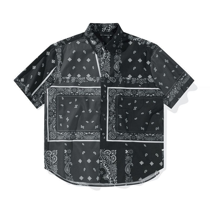 Trendy Retro Men's Short Sleeve Shirt Paisley