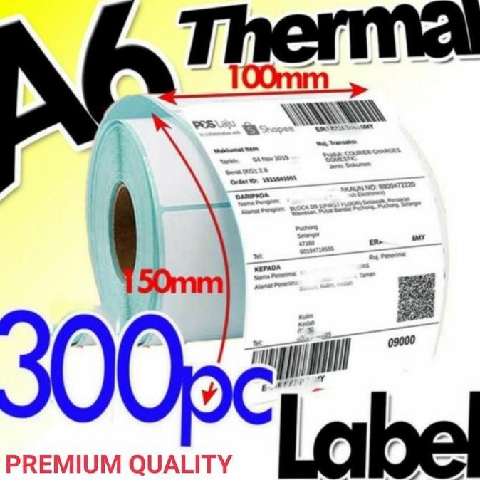 

Baru Label Thermal 100X150Mm Isi 300Pcs - Kertas Sticker Printer Shipping