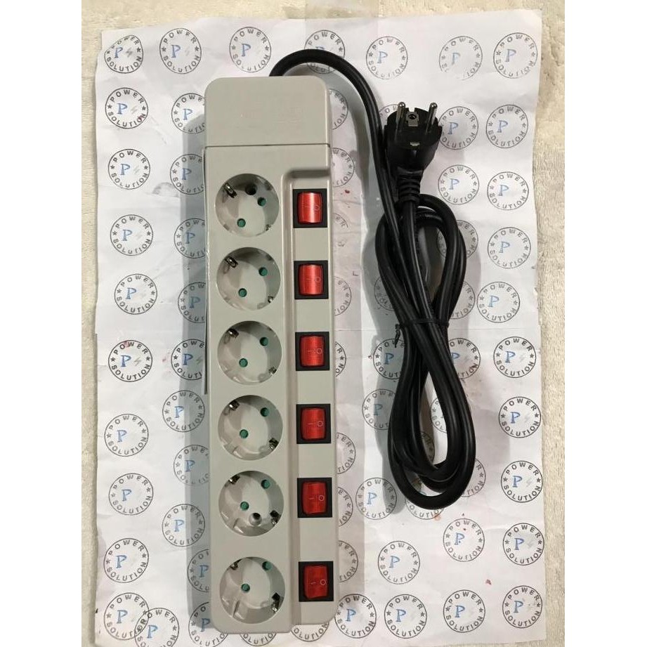 Stop Kontak 6 Soket + Switch + Kabel 16A-250V 3M