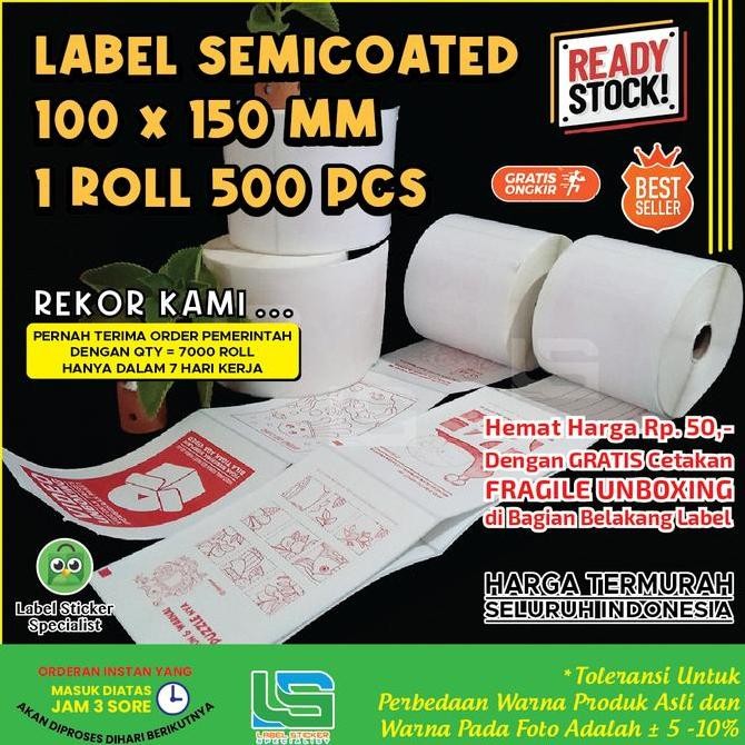 

Baru Label Stiker Semicoated 100X150Mm - Stiker Resi Ekspedisi Shopee Tokopedia