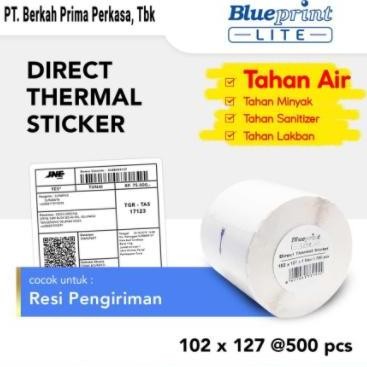 

Baru Label Stiker Resi Blueprint Lite 102X127Mm Isi 500Pcs - Thermal Roll