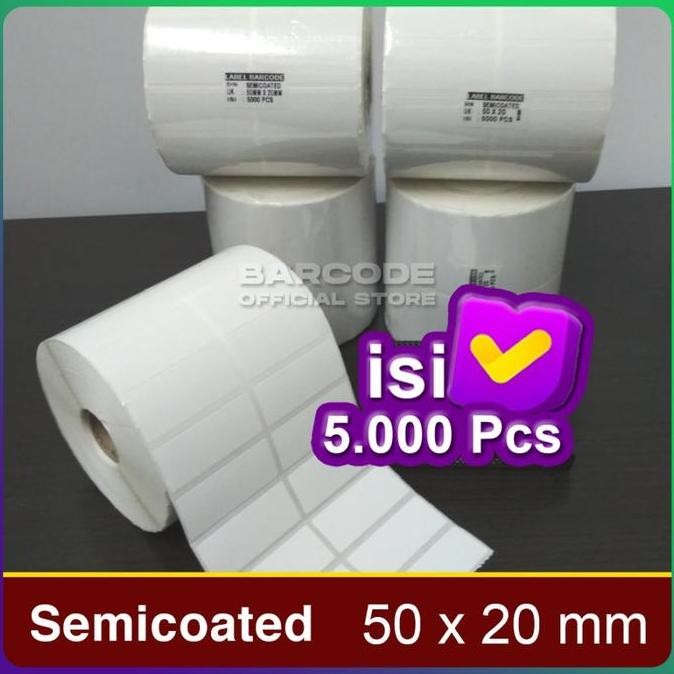 

Baru Label Semicoated 50X20Mm 2 Line - Stiker 1 Slop Core 1" Barcode Mini