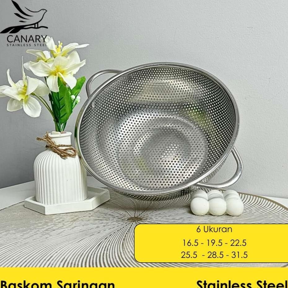 Canary Stainless Steel Baskom Saringan Cnrbs001 Baskom Saringan Sayur Beras Buah