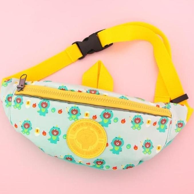 [original] line friends bag jungle dino piggy brown sling bag [terlaris] [terbaik]