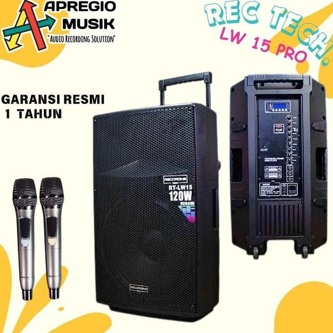 DISKON RT LW15 PRO RECORDING TECH SPEAKER PORTABEL 15 INCH + 2 MIC WIRELESS