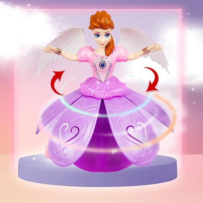 DISKON MAINAN BONEKA MUSIK ANGEL GIRL 131E - BONEKA MENARI BERPUTAR LAMPU ANAK PEREMPUAN