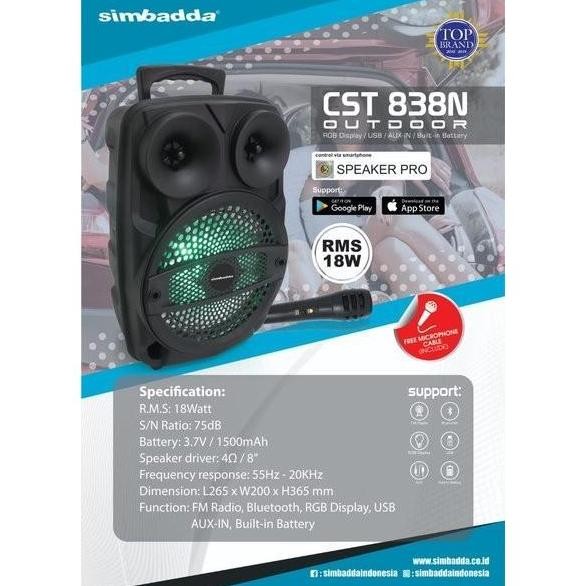 DISKON SIMBADDA CST 838N SPEAKER KARAOKE PORTABLE | BLUETOOTH + MIC