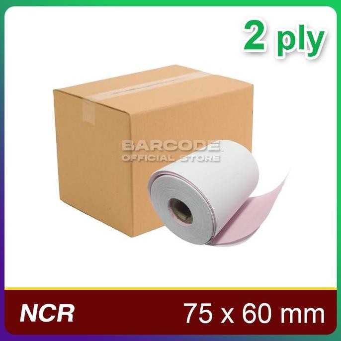 

BEBAS ONGKIR - ( 1 Dus ) Kertas Struk Kasir 60 x 75 mm Rangkap 2 ply ( Isi 100 Roll )