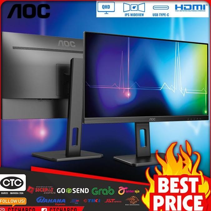 Monitor LED AOC Q24P2C 24" IPS 1440p 75hz HDMI DP USB-C Ergo