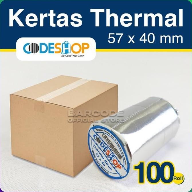 

TERLARIS - Kertas Thermal Printer Bluetooth Codeshop 58x40 / 57x40 mm (1 Dus)