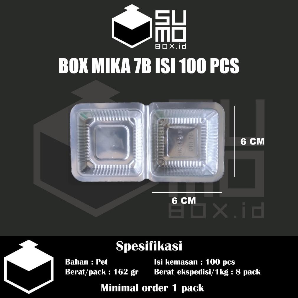 Box Mika Plastik 7B isi 100pcs / Mika Kotak Kecil Wadah Makanan Kue Basah Snack