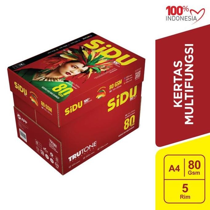 

TERMURAH - SiDU Kertas Fotocopy 80 GSM A4 - 1 Boks = 5 Rim - SDU PC 80 A4