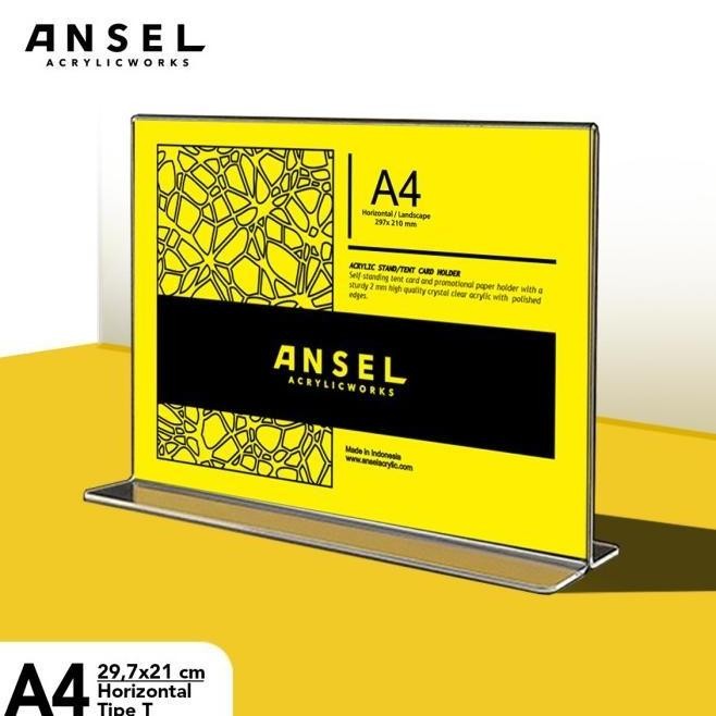 

NEW TENT HOLDER AKRILIK TIPE T / A4 HORIZONTAL 29,7X21 CM / ACRYLIC STAND