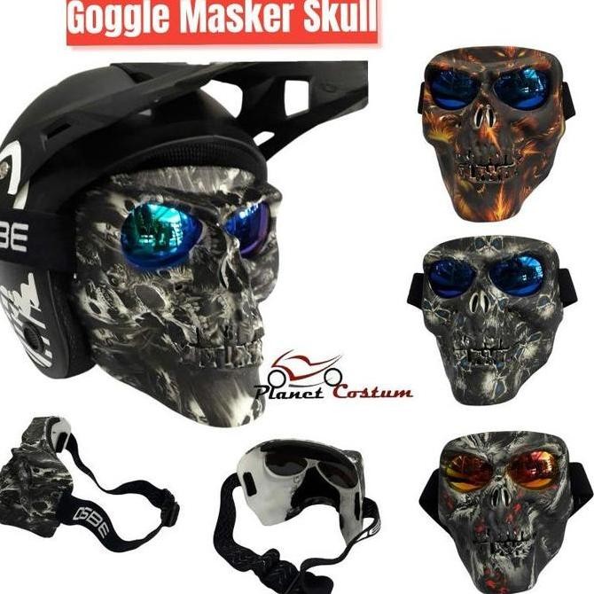 Kacamata Helm Goggle Masker mask Hemet half face Skull tengkorak skeleton motocross touring adventur