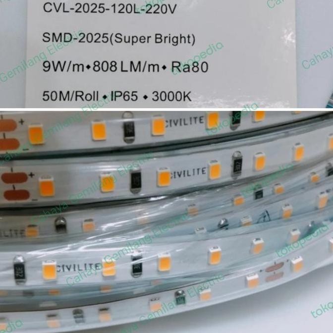 Civilite Led Strip Led Selang 50M 50Meter 220Volt Smd2025 9Watt/Meter