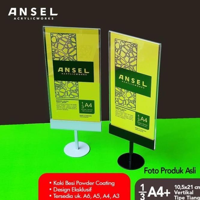 

NEW TENT CARD AKRILIK BESI / TIANG 1/3 A4+ VERTIKAL 10,5X21 CM/STAND