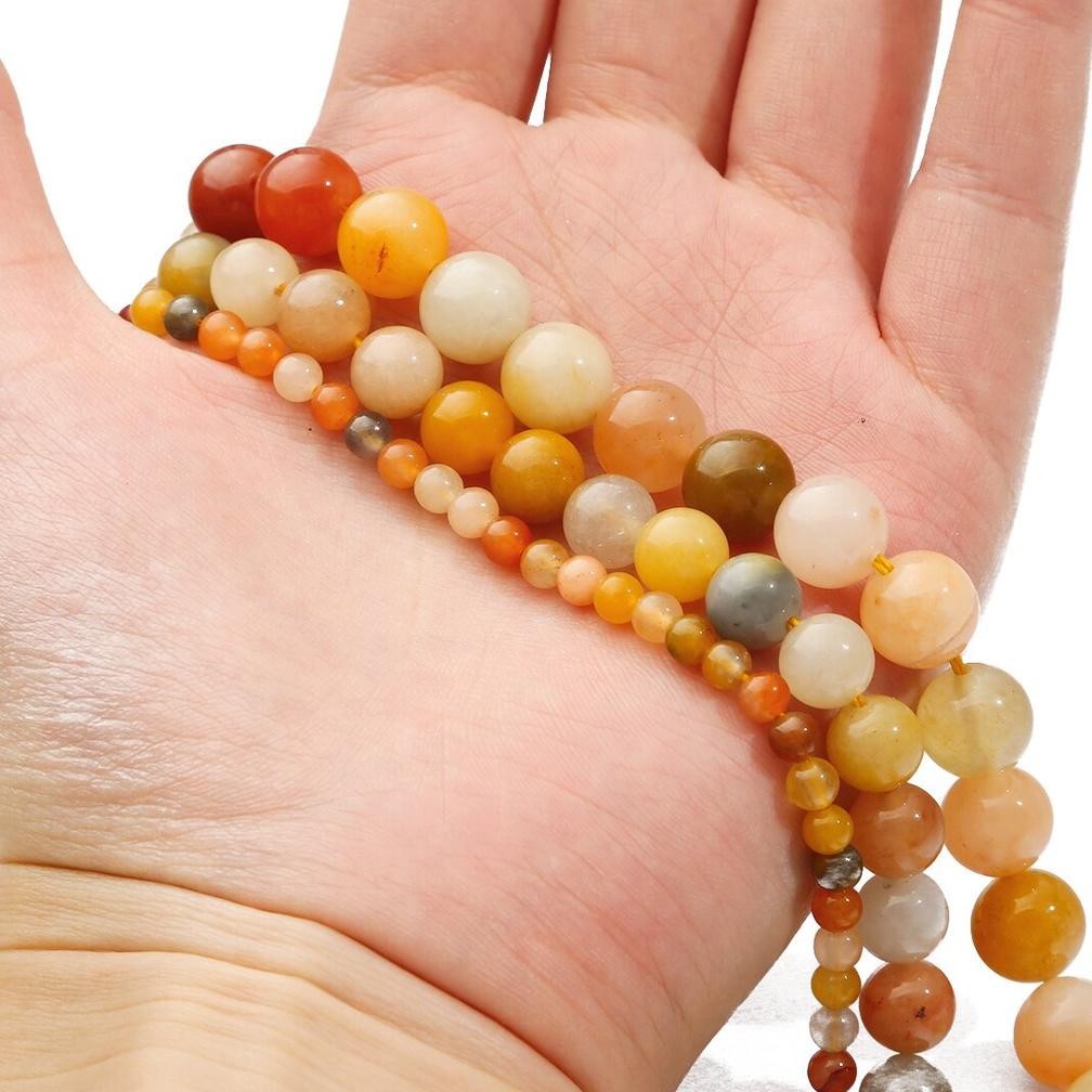 Tc21 Sd-5 Batu Alam Giok Merah Emas Sutra Jade Imperial Stone Round Beads Untuk Wanita Diy Gelang Ka