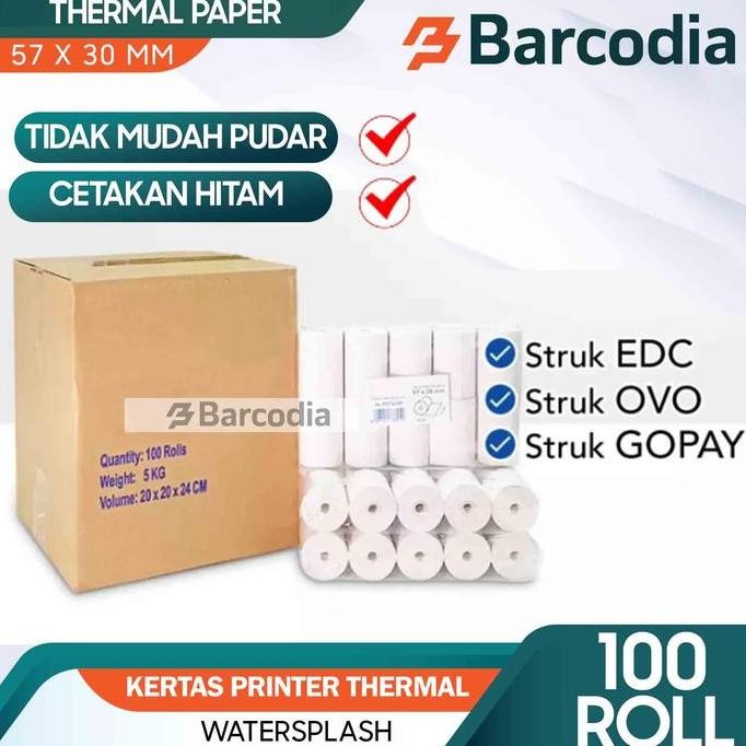 

TERLARIS - Kertas Print Thermal 1 Dus isi 100 Roll Struk Kasir Mobile Printer EDC