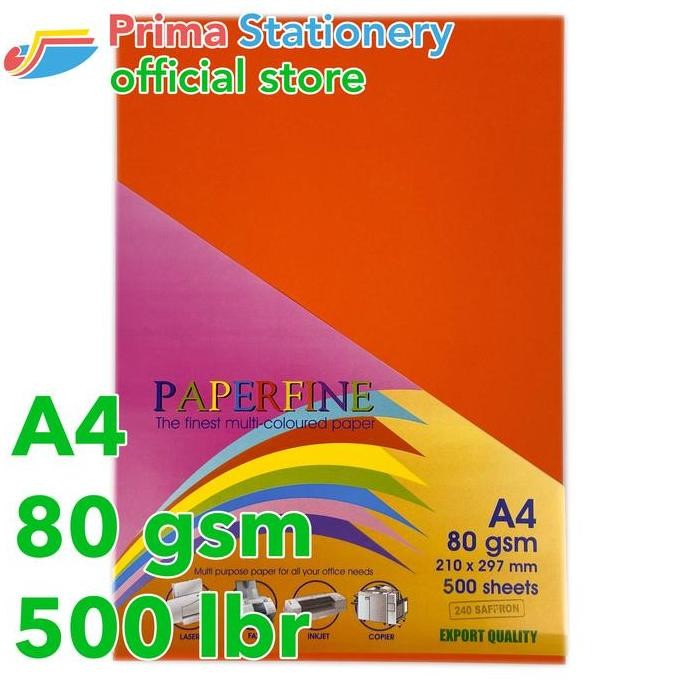 

NEW Paperfine Kertas HVS Warna A4 IT 240 Saffron Rim isi 500 lbr [TC]