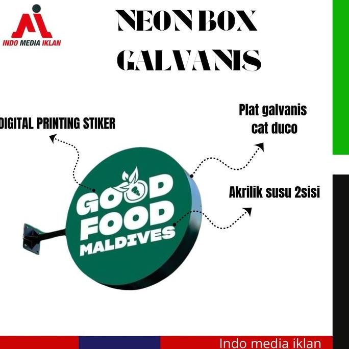 Neon Box Bulat 2 Sisi 40 Cm