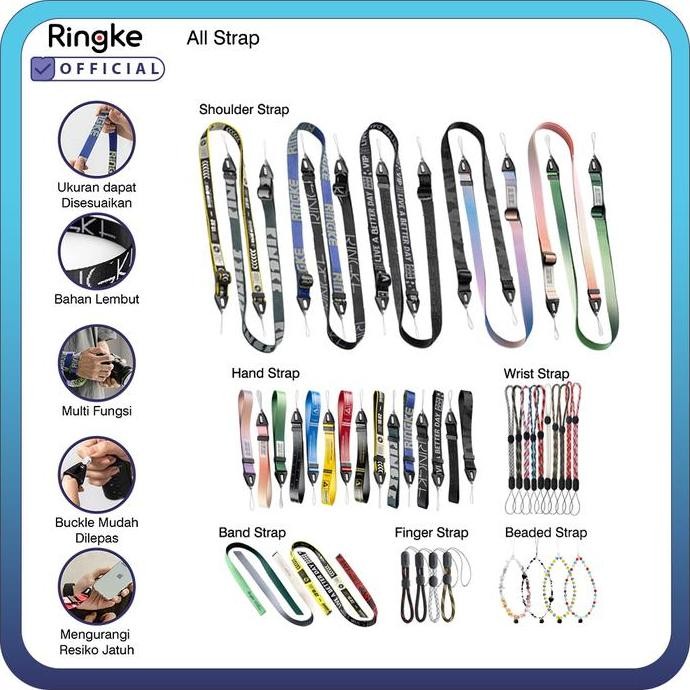 

Ringke Letering Shoulder Neck Strap Tali Handphone Camera Name Card Grey Lanyard