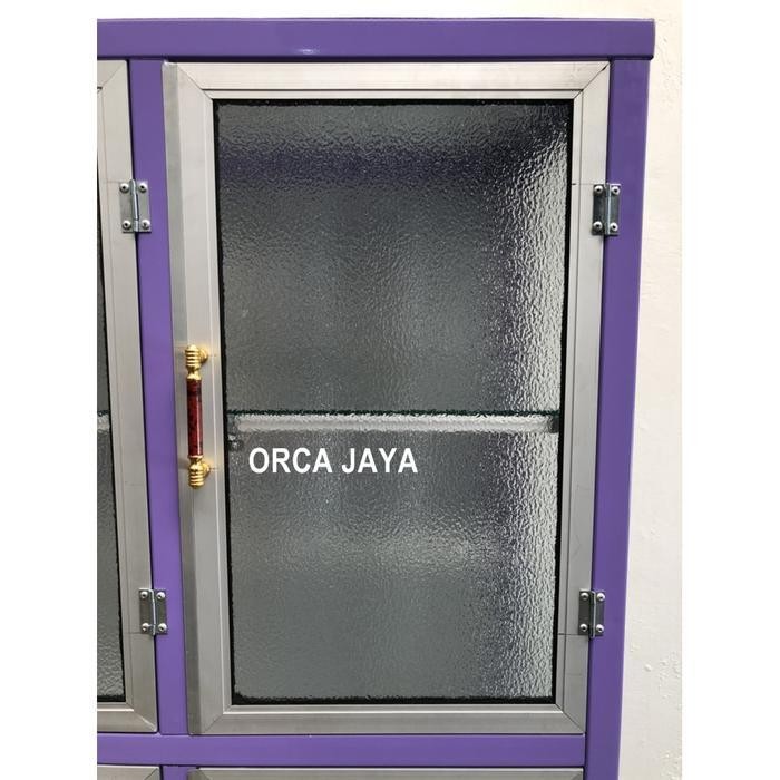 Rak Piring Aluminium 3 Pintu Full Box Warna / Tulip 3 Pintu