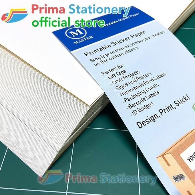 

TERMURAH - Master Kertas Sticker Paper HVS A4 Putih Polos isi 100 lembar Doff
