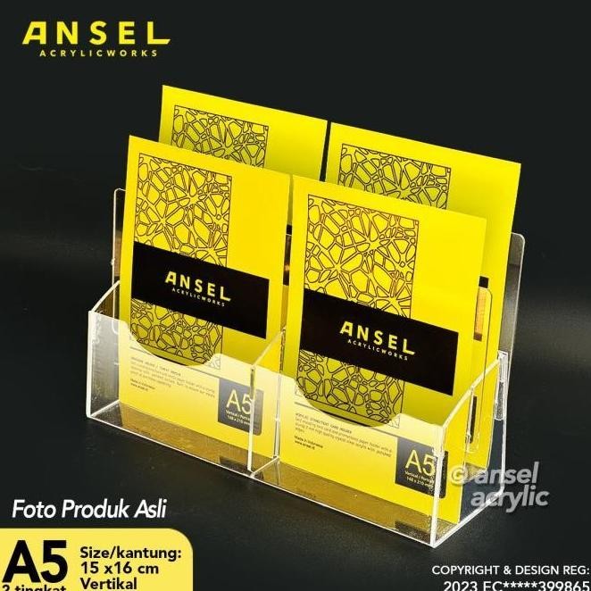

NEW TEMPAT BROSUR AKRILIK 2 TINGKAT UK. A5 TIPE E2 - 2 SUSUN [ACRYLIC DISPLAY HOLDER, KANTONG FLYER, STANDING]